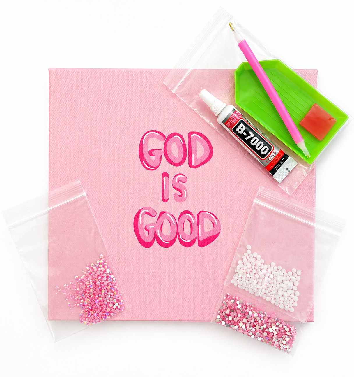 GOD IS GOOD 8x8 bedazzle canvas kit