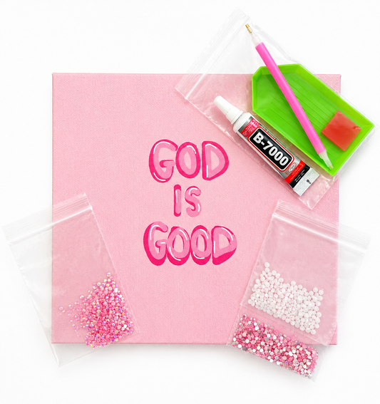 GOD IS GOOD 8x8 bedazzle canvas kit